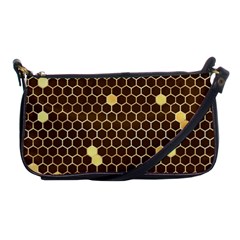 Gold Honeycomb On Brown Shoulder Clutch Bag by Angelandspot