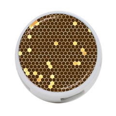 Gold Honeycomb On Brown 4-port Usb Hub (one Side) by Angelandspot