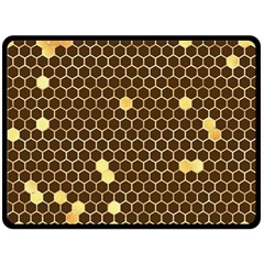 Gold Honeycomb On Brown Fleece Blanket (large)  by Angelandspot