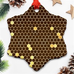 Gold Honeycomb On Brown Ornament (snowflake)