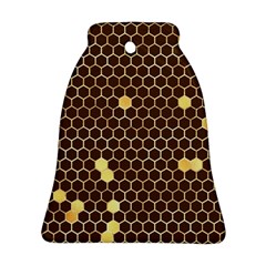 Gold Honeycomb On Brown Bell Ornament (two Sides)