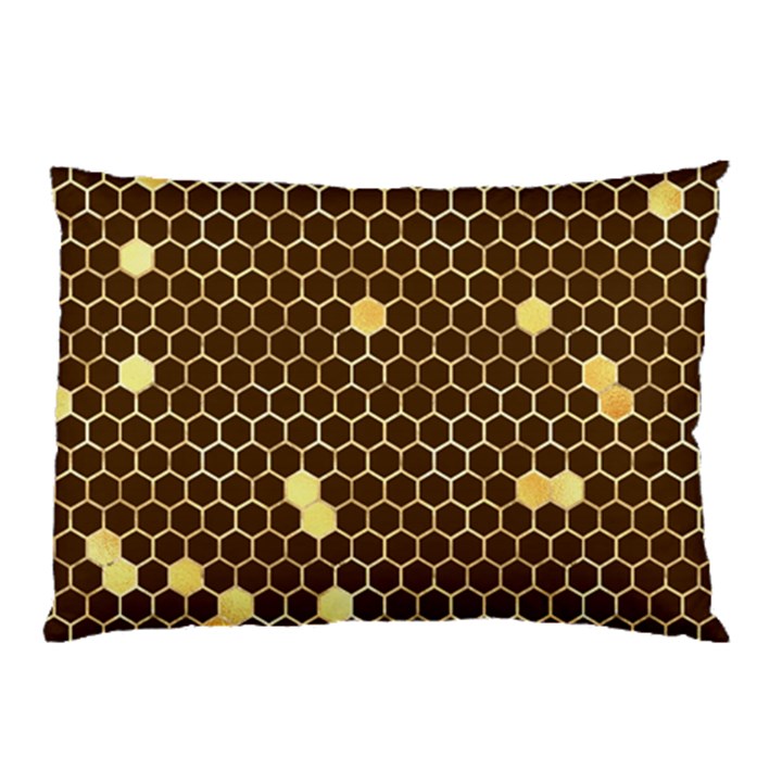 Gold Honeycomb on Brown Pillow Case (Two Sides)