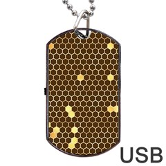 Gold Honeycomb On Brown Dog Tag Usb Flash (one Side) by Angelandspot