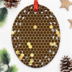 Gold Honeycomb On Brown Ornament (oval Filigree)