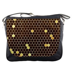 Gold Honeycomb On Brown Messenger Bag by Angelandspot