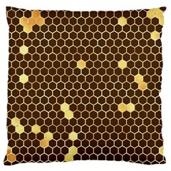 Gold Honeycomb On Brown Large Cushion Case (one Side) by Angelandspot