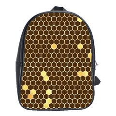 Gold Honeycomb On Brown School Bag (xl) by Angelandspot