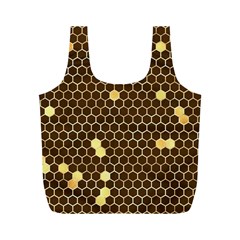 Gold Honeycomb On Brown Full Print Recycle Bag (m) by Angelandspot