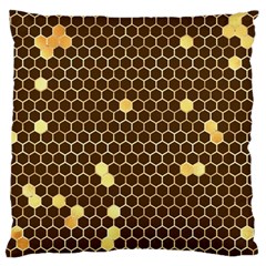 Gold Honeycomb On Brown Standard Flano Cushion Case (one Side) by Angelandspot