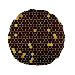 Gold Honeycomb On Brown Standard 15  Premium Flano Round Cushions by Angelandspot