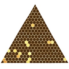 Gold Honeycomb On Brown Wooden Puzzle Triangle by Angelandspot