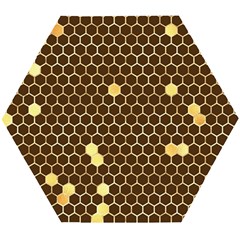 Gold Honeycomb On Brown Wooden Puzzle Hexagon by Angelandspot