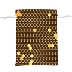 Gold Honeycomb On Brown  Lightweight Drawstring Pouch (xl) by Angelandspot