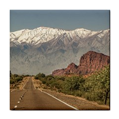 Empty Highway Landscape, La Rioja, Argentina Tile Coaster by dflcprintsclothing