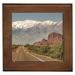 Empty Highway Landscape, La Rioja, Argentina Framed Tile by dflcprintsclothing