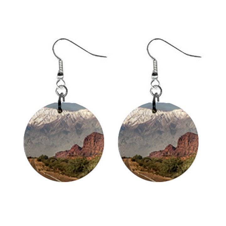 Empty Highway Landscape, La Rioja, Argentina Mini Button Earrings