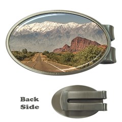 Empty Highway Landscape, La Rioja, Argentina Money Clips (oval)  by dflcprintsclothing