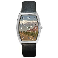 Empty Highway Landscape, La Rioja, Argentina Barrel Style Metal Watch by dflcprintsclothing