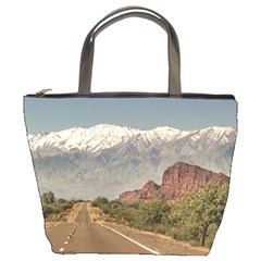 Empty Highway Landscape, La Rioja, Argentina Bucket Bag by dflcprintsclothing