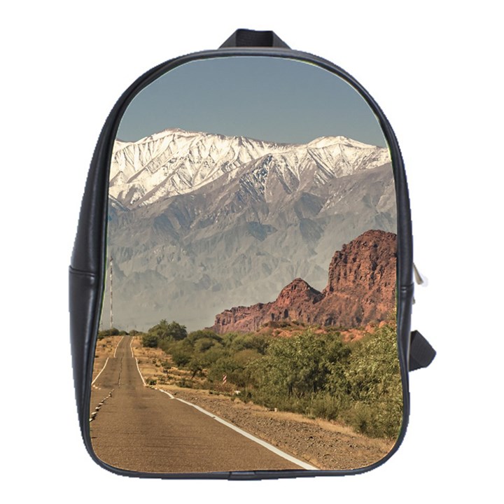 Empty Highway Landscape, La Rioja, Argentina School Bag (Large)