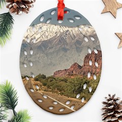 Empty Highway Landscape, La Rioja, Argentina Ornament (oval Filigree) by dflcprintsclothing