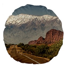 Empty Highway Landscape, La Rioja, Argentina Large 18  Premium Round Cushions by dflcprintsclothing