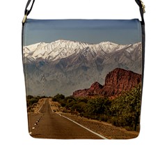 Empty Highway Landscape, La Rioja, Argentina Flap Closure Messenger Bag (l)