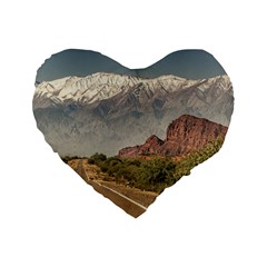 Empty Highway Landscape, La Rioja, Argentina Standard 16  Premium Flano Heart Shape Cushions by dflcprintsclothing