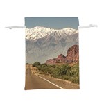 Empty Highway Landscape, La Rioja, Argentina Lightweight Drawstring Pouch (L) Front