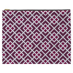 Two Tone Lattice Pattern Cosmetic Bag (xxxl) by kellehco