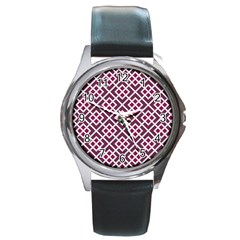 Two Tone Lattice Pattern Round Metal Watch by kellehco