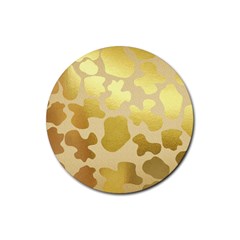 Glam Cow Print Pattern Rubber Coaster (round)  by kellehco