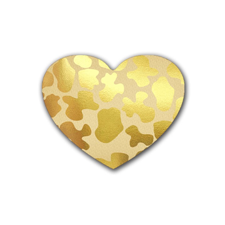 Glam Cow Print Pattern Rubber Coaster (Heart) 