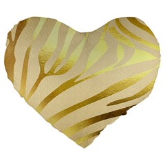 Zebra Large 19  Premium Flano Heart Shape Cushions by kellehco