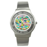 Colorful Cat Lover  Stainless Steel Watch Front