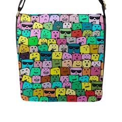 Colorful Cat Lover  Flap Closure Messenger Bag (l)