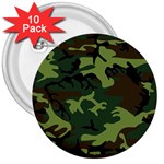 Forest camo pattern, army themed design, soldier 3  Buttons (10 pack)  Front