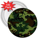 Forest camo pattern, army themed design, soldier 3  Buttons (100 pack)  Front