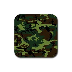 Forest Camo Pattern, Army Themed Design, Soldier Rubber Coaster (square) 