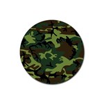 Forest camo pattern, army themed design, soldier Rubber Round Coaster (4 pack)  Front