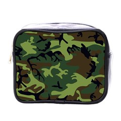 Forest Camo Pattern, Army Themed Design, Soldier Mini Toiletries Bag (one Side) by Casemiro