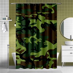 Forest Camo Pattern, Army Themed Design, Soldier Shower Curtain 48  X 72  (small)  by Casemiro