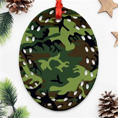 Forest Camo Pattern, Army Themed Design, Soldier Oval Filigree Ornament (two Sides) by Casemiro