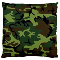 Forest Camo Pattern, Army Themed Design, Soldier Large Cushion Case (two Sides) by Casemiro