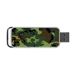 Forest Camo Pattern, Army Themed Design, Soldier Portable Usb Flash (one Side) by Casemiro