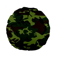 Forest Camo Pattern, Army Themed Design, Soldier Standard 15  Premium Round Cushions by Casemiro