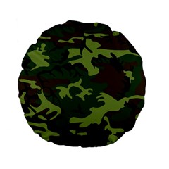 Forest Camo Pattern, Army Themed Design, Soldier Standard 15  Premium Flano Round Cushions by Casemiro