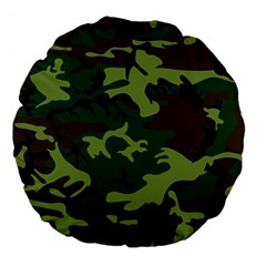 Forest Camo Pattern, Army Themed Design, Soldier Large 18  Premium Flano Round Cushions by Casemiro