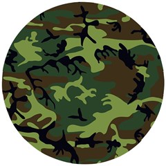 Forest Camo Pattern, Army Themed Design, Soldier Wooden Puzzle Round by Casemiro