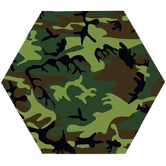 Forest Camo Pattern, Army Themed Design, Soldier Wooden Puzzle Hexagon by Casemiro